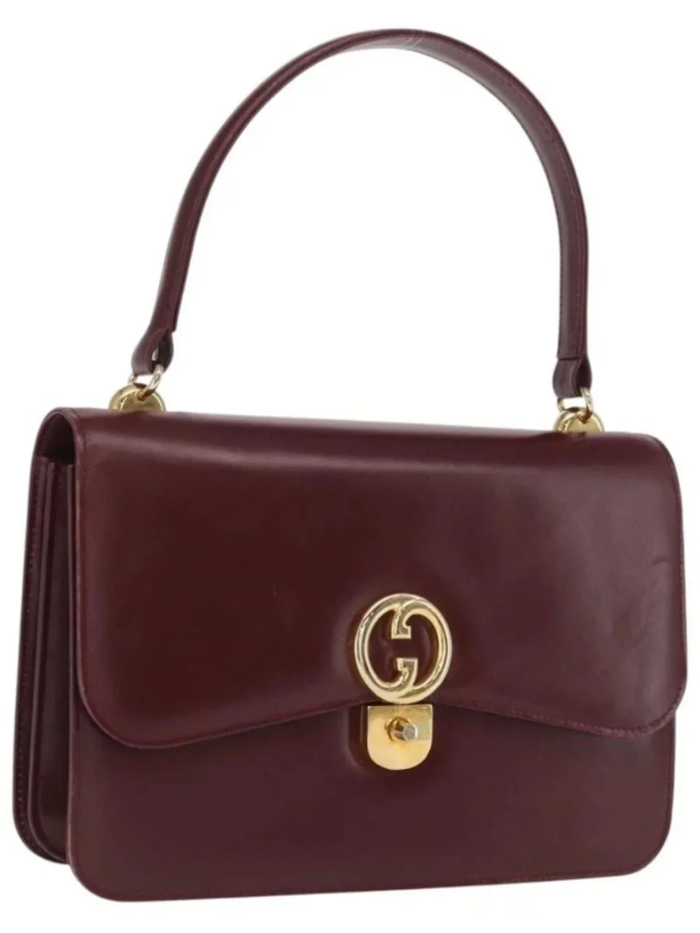 GUCCI Hand Bag Leather Bordeaux Gold Auth ep13170 - Picture 1 of 16